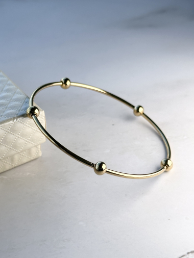 Grossiste Ceramik - Bracelet jonc fin en acier inoxydable semainier avec boules
