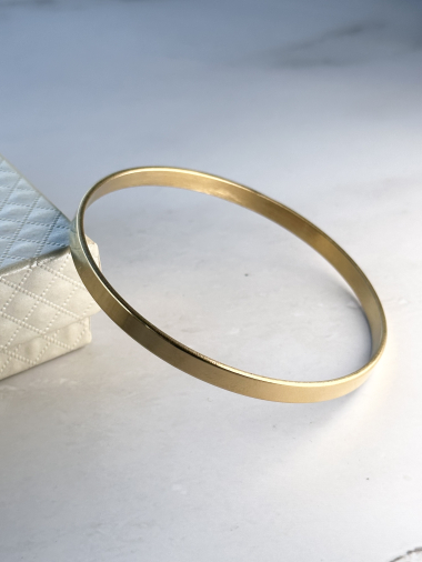 Grossiste Ceramik - Bracelet jonc fin en acier inoxydable semainier lisse largeur 5mm