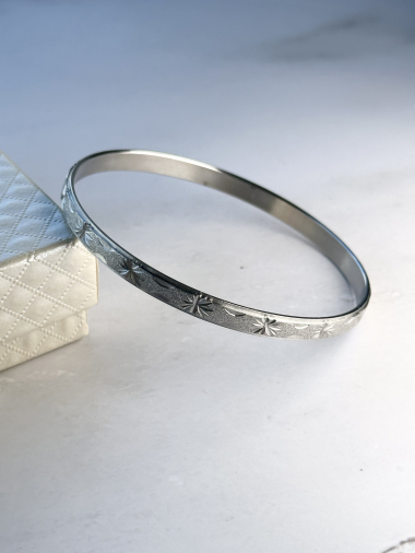 Grossiste Ceramik - Bracelet jonc fin en acier inoxydable semainier argenté