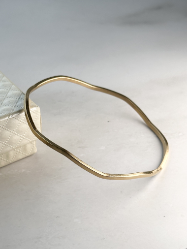 Grossiste Ceramik - Bracelet jonc fin lleacier inoxydable semainier  de 3mm largeur forme de vague