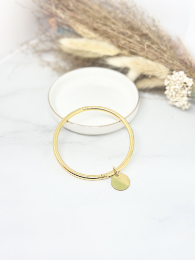 Wholesaler Ceramik - Openable round bangle bracelet in stainless steel with clover tree charm