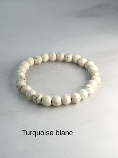 Wholesaler Ceramik - Natural Stone Bracelet 8mm turquoise white