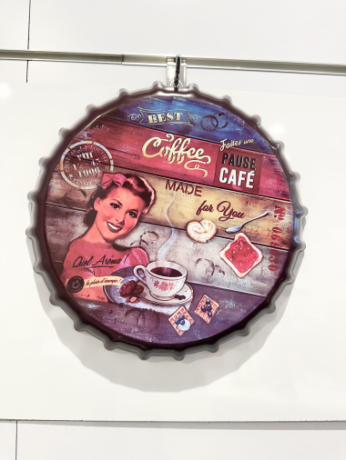 Grossiste Ceramik - Capsule décorative murale en métal 33 cm COFFE dame