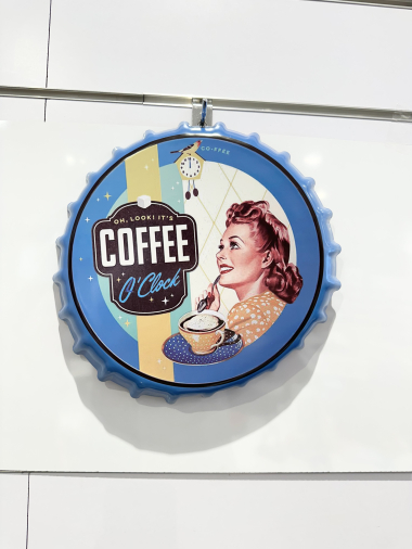 Mayorista Ceramik - Cápsula metálica decorativa de pared 33 cm COFFE