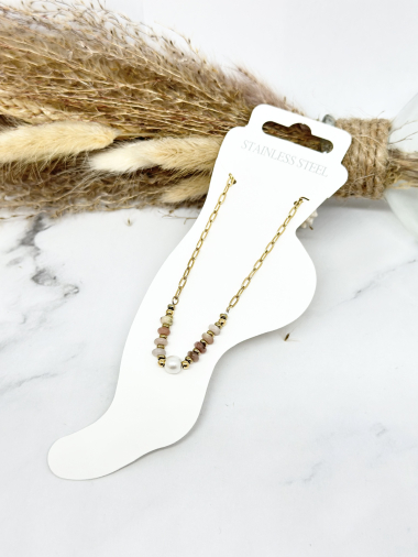 Wholesaler Ceramik - Natural stone anklet and stainless steel bead