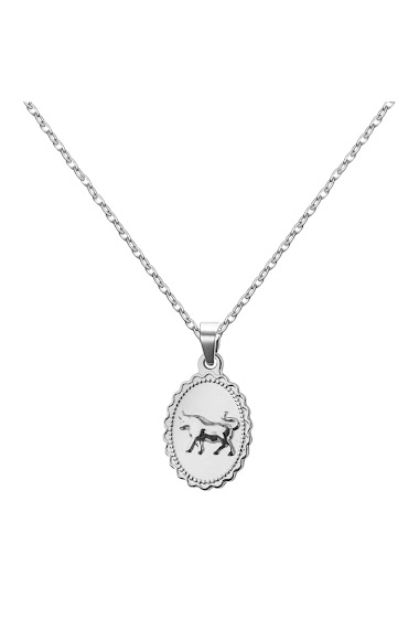 Mayorista Ceramik - Necklace (taurus) Stainless steel signs of the Zodiac, with a 45cm Chain + 5cm extension