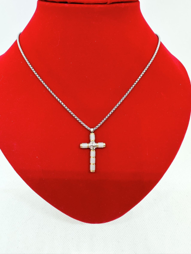 Grossiste Ceramik - Collier acier inoxydable avec pendentif croix