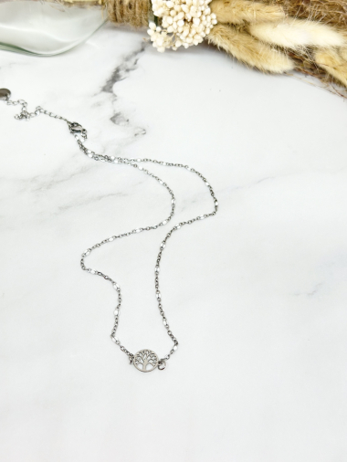Großhändler Ceramik - Emaillierte Halskette mit Kleeblatt aus Edelstahl