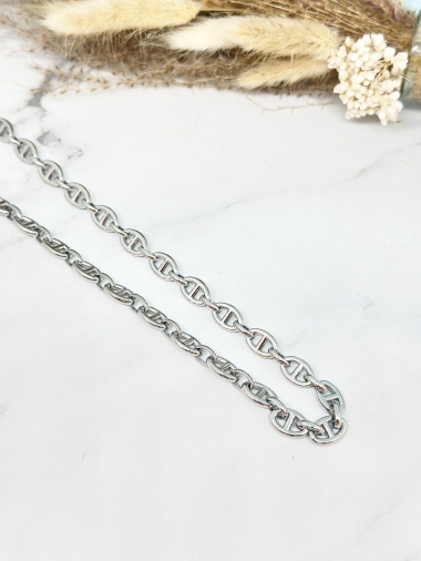 Mayorista Ceramik - Collar de cadena de acero inoxidable de 50 cm de largo + 5 cm de extensión