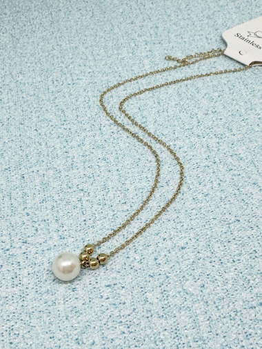 Grossiste Ceramik - collier en acier inoxydable  femme fin avec perle