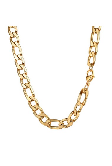 Wholesaler Ceramik - Necklace Figaro Mesh 1 + 3 Chain Stainless Steel / Gold Plated / Black Plated 10mm