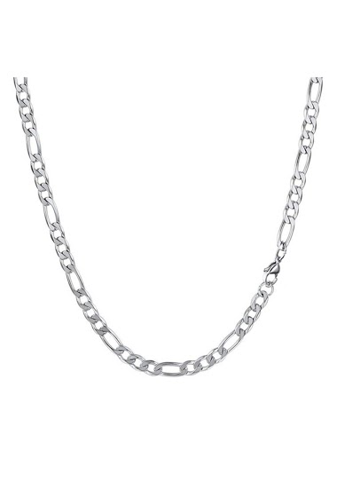 Wholesaler Ceramik - Necklace Figaro Mesh 1 + 3 Chain Stainless Steel / Gold Plated / Black Plated 4mm