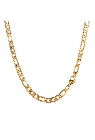 Wholesaler Ceramik - Necklace Figaro Mesh 1 + 3 Chain Stainless Steel / Gold Plated / Black Plated 6mm