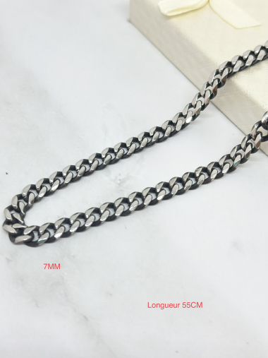Wholesaler Ceramik - Necklace Figaro Mesh 1 + 3 Chain Stainless Steel / Gold Plated / Black Plated 8mm