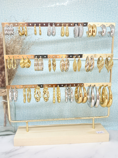 Wholesaler Ceramik - set of 20 enameled stainless steel earrings with display