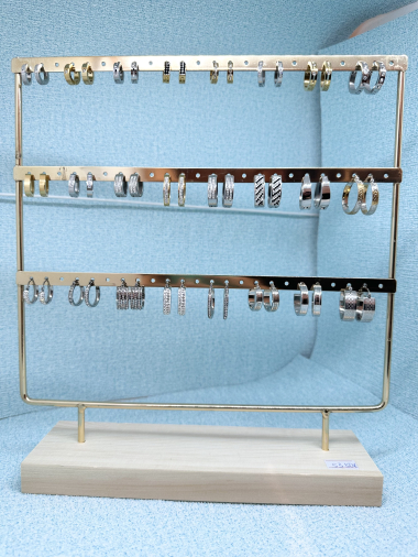Grossiste Ceramik - lot de 24 paires boucles d’oreilles en acier inoxydable vendu avec le presentoir