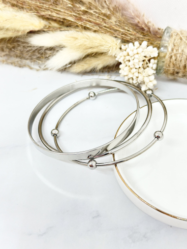 Wholesaler Ceramik - Set of 3 fine stainless steel weekly bangle bracelet