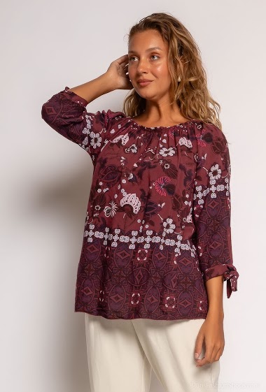 Wholesaler Chana Mod - Off-the-shoulder printed blouse