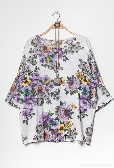 Wholesaler Chana Mod - Floral print blouse with necklace