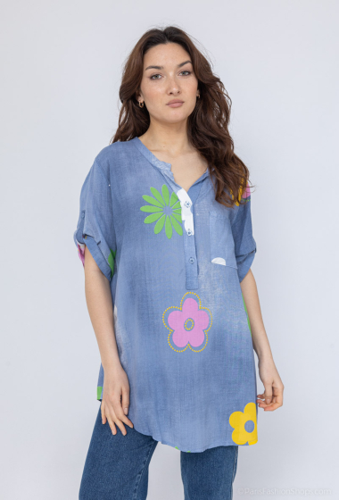 Wholesaler Chana Mod - Floral denim print shirt