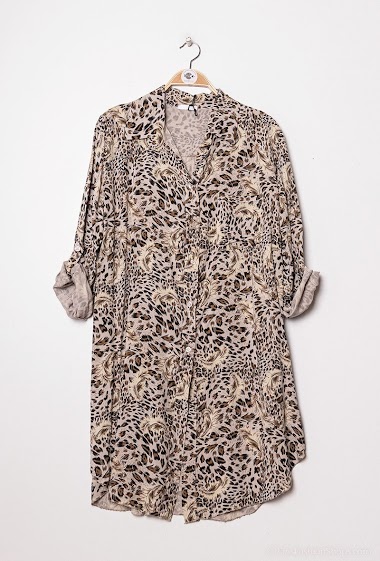 Großhändler Chana Mod - Long leopard print shirt