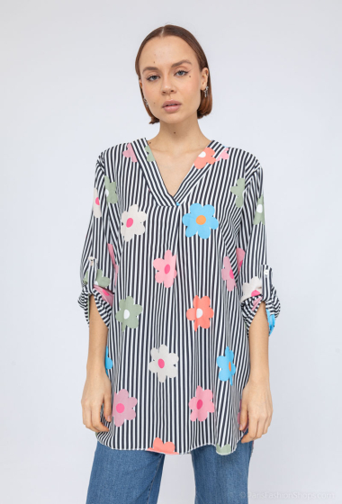 Wholesaler Chana Mod - Striped flower print shirt