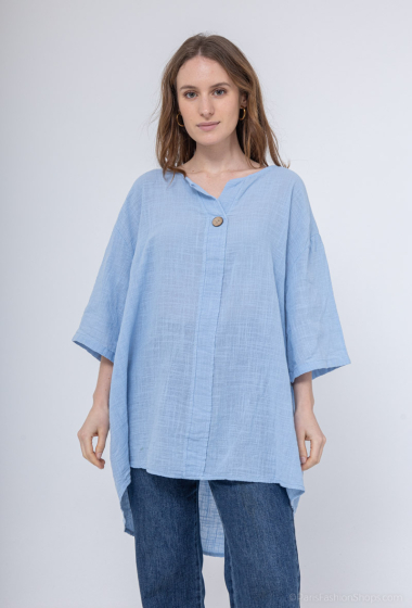 Wholesaler Chana Mod - Wide plain shirt with a button at the front