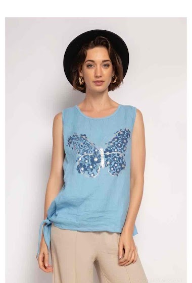 Wholesaler Chana Mod - Bi-material top with butterfly
