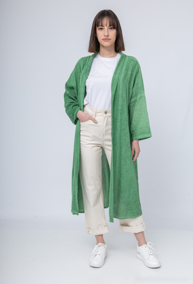 Wholesaler Chana Mod - Long open linen blend cardigan