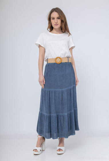 Wholesaler Chana Mod - Linen skirt with belt