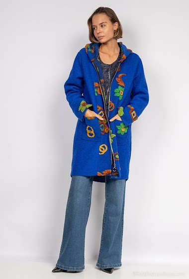 Grossiste Chana Mod - Manteau à capuche à motifs fleurs