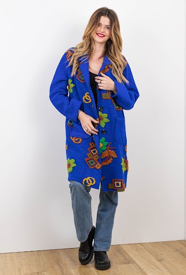 Wholesaler Chana Mod - Hooded knit coat with details