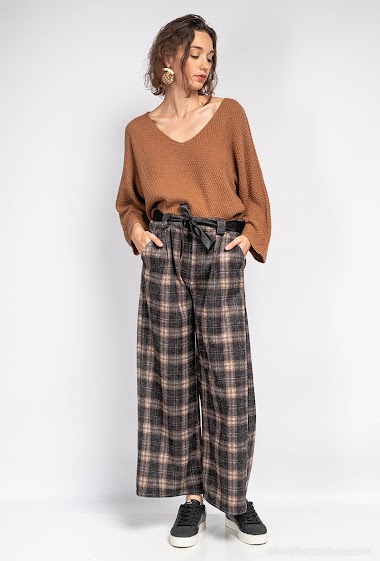 Wholesaler Chana Mod - Tartan print loose knit pants