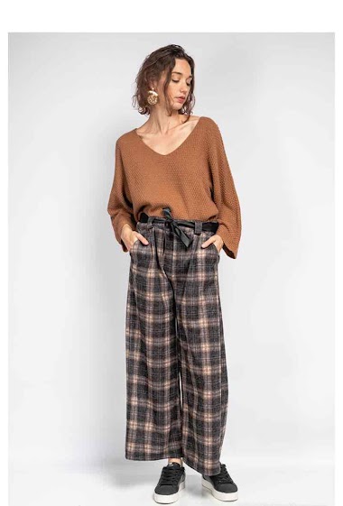 Wholesaler Chana Mod - Tartan print loose knit pants