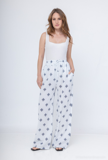 Wholesaler Chana Mod - Printed linen blend pants