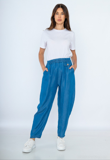 Grossiste Chana Mod - Pantalon imprimé jeans avec 2 poches à l'avant