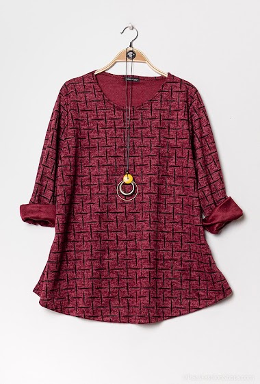 Wholesaler Chana Mod - Check sweater with necklace