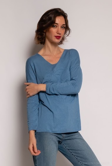 Wholesaler Chana Mod - Sweater with texturized logo