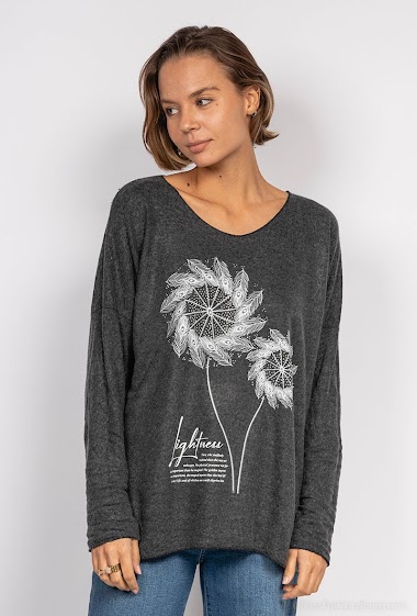 Wholesaler Chana Mod - Knit sweater with logos and writings