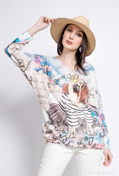 Wholesaler Chana Mod - Fine sweater with print