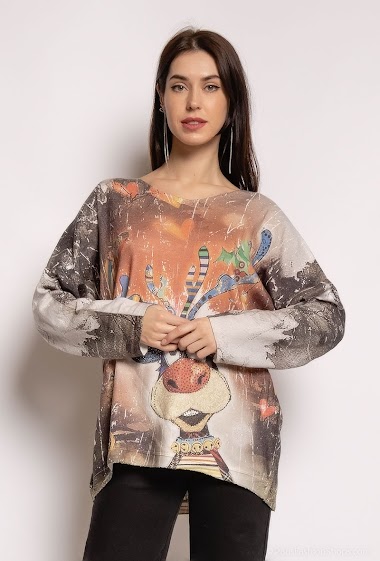 Wholesaler Chana Mod - Printed sweater with strass