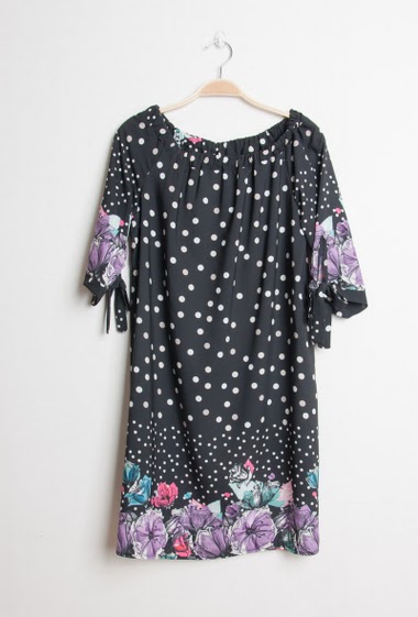 Wholesaler Chana Mod - Spotted dress with flowers