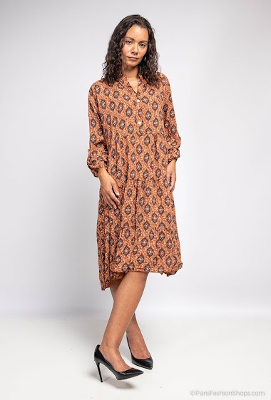 Wholesaler Chana Mod - Oriental print buttoned dress