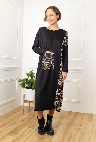 Wholesaler Chana Mod - Long printed dress with pocket