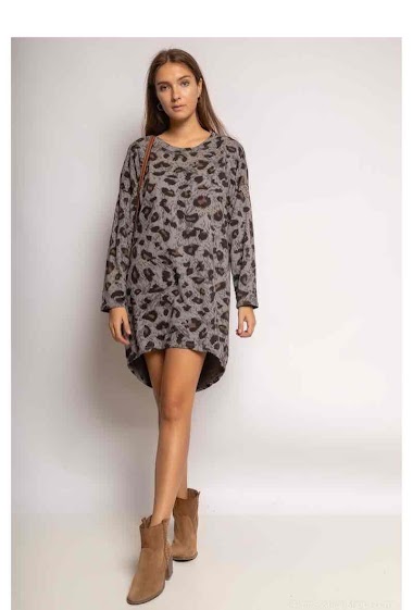 Großhändler Chana Mod - Pulloverkleid mit Leopardenmuster