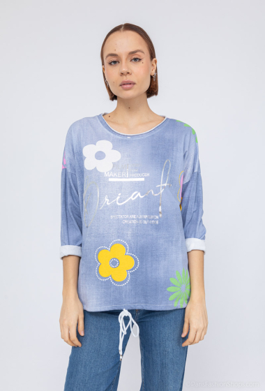 Wholesaler Chana Mod - Printed denim sweatshirt