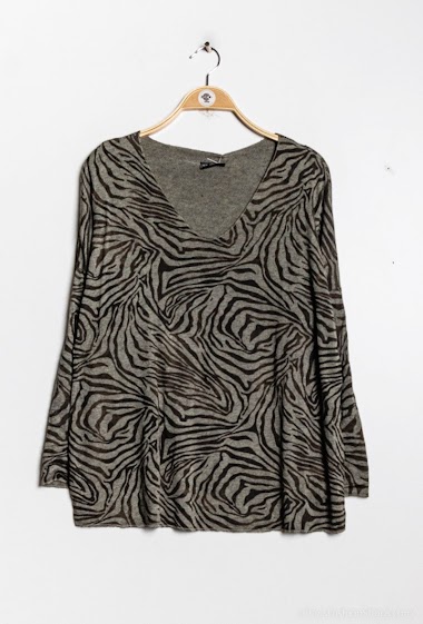 Wholesaler Chana Mod - Animal pattern long sleeves knit t-shirt