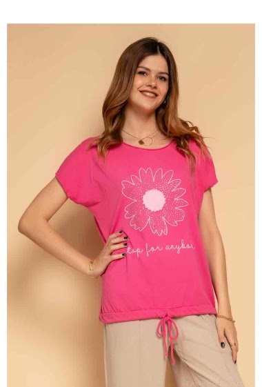 Grossiste Chana Mod - T-shirt avec fleur et strass