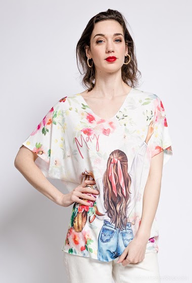 Wholesaler Chana Mod - T-shirt with printed girl