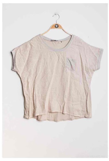 Grossiste Chana Mod - T-shirt bi-matière en lin